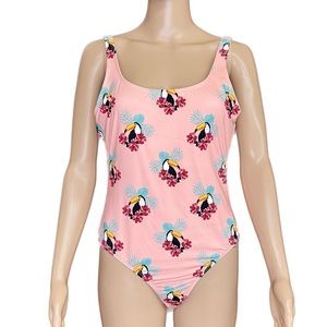 Hot Coals Unique Print Tropical Toucan One Piece Bathing Suit Size Large
